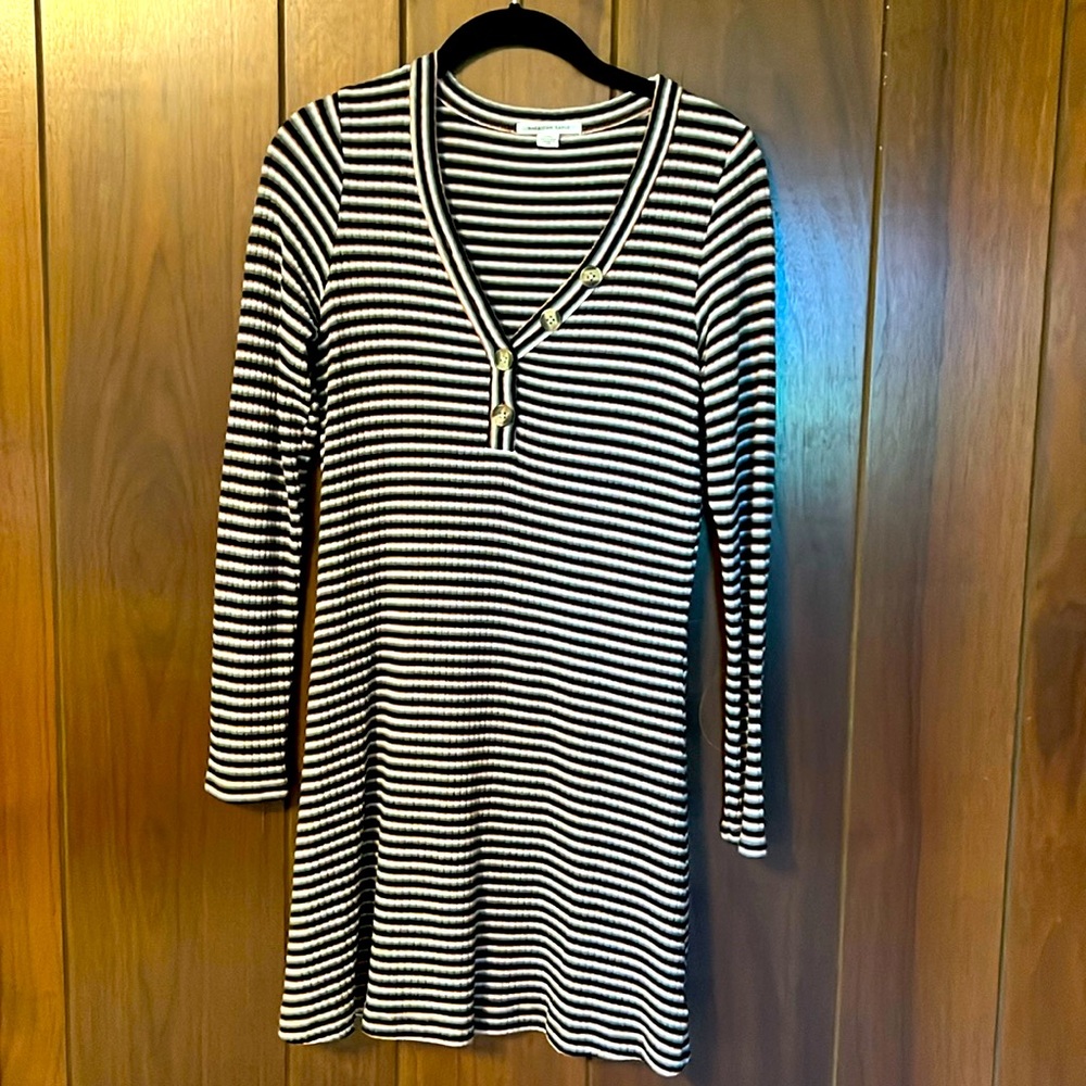 Long sleeve, soft striped retro dress